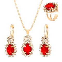 3Pcs Oval Cut Cubic Zirconia Jewelry Set Gift for Her ( Standard Delivery )