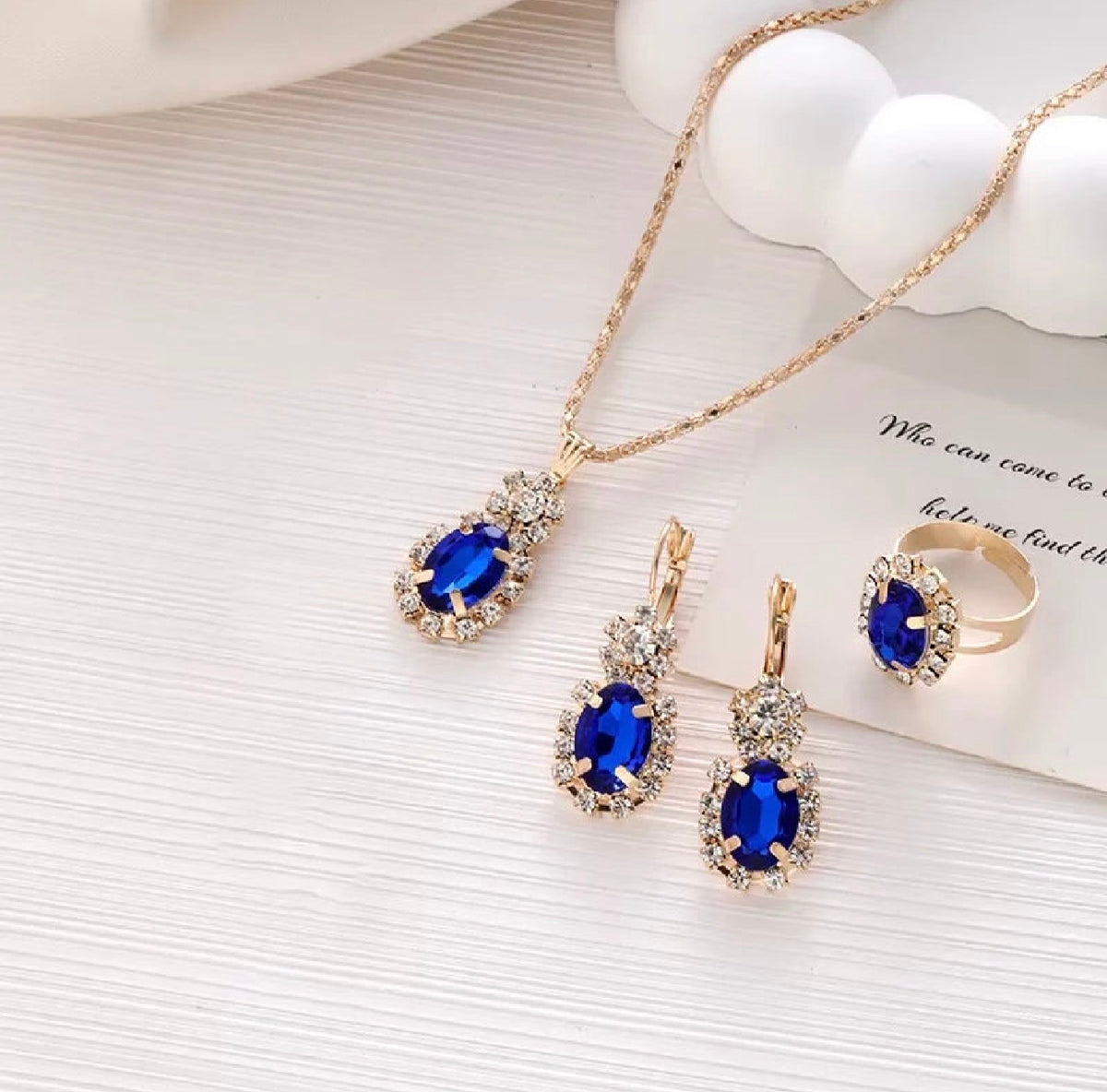 3Pcs Oval Cut Cubic Zirconia Jewelry Set Gift for Her ( Standard Delivery )