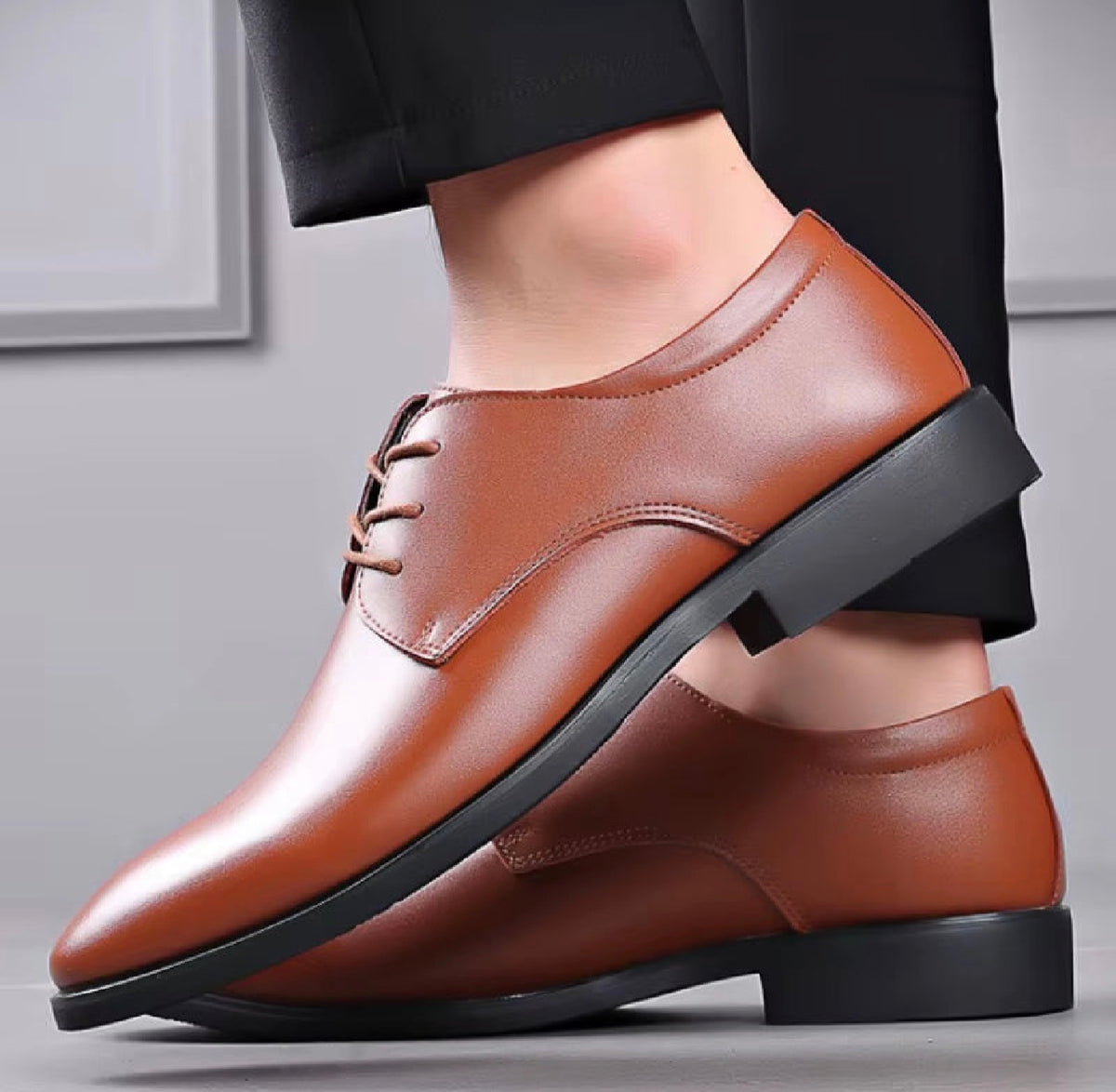 Men's New Business Leather Shoe Pointed Toe Shallow High Heel Shoe ( Standard Delivery )