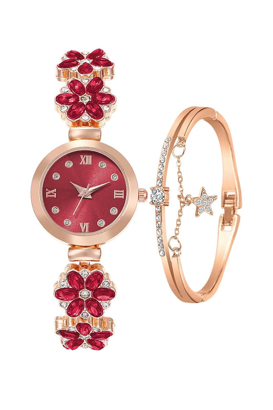 Women's Bracelet Watch Fashion Item Waterproof Quartz Flower Shaped Watch (USA Express Delivery)