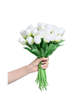 10Pcs White Artificial Flower Realistic Touch Tulip (USA express Delivery)