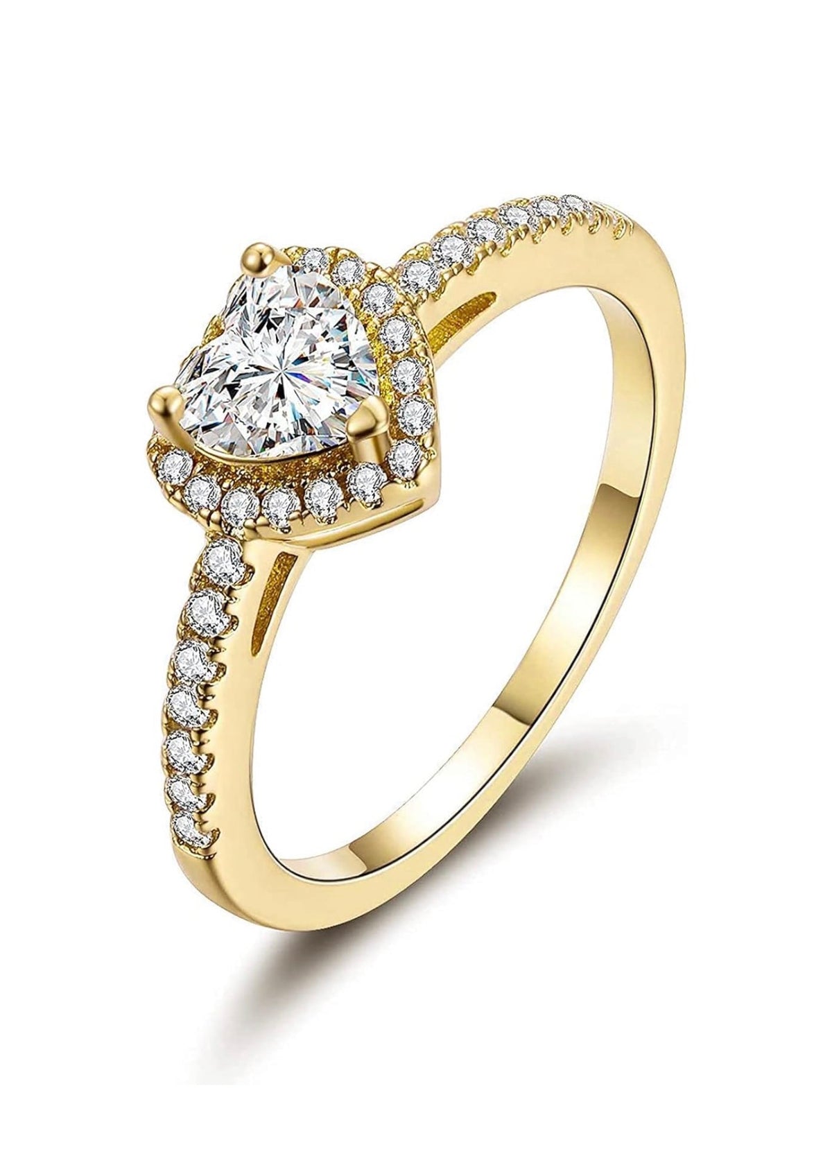 18K Gold Plated Cubic Zirconia Heart Promise Rings for Women ( Usa Express Delivery)