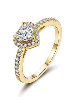 18K Gold Plated Cubic Zirconia Heart Promise Rings for Women ( Usa Express Delivery)