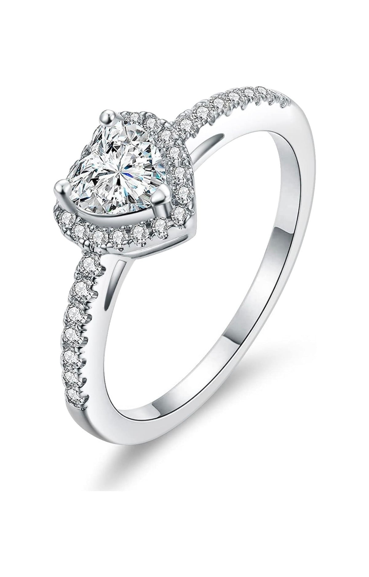 18K Gold Plated Cubic Zirconia Heart Promise Rings for Women ( Usa Express Delivery)