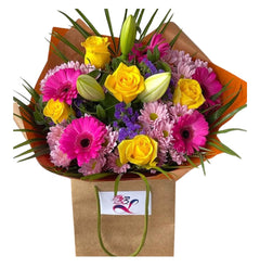 Fresh Flower Bouquet with Roses, Gerberas and Lilies (Uk Express Delivery)