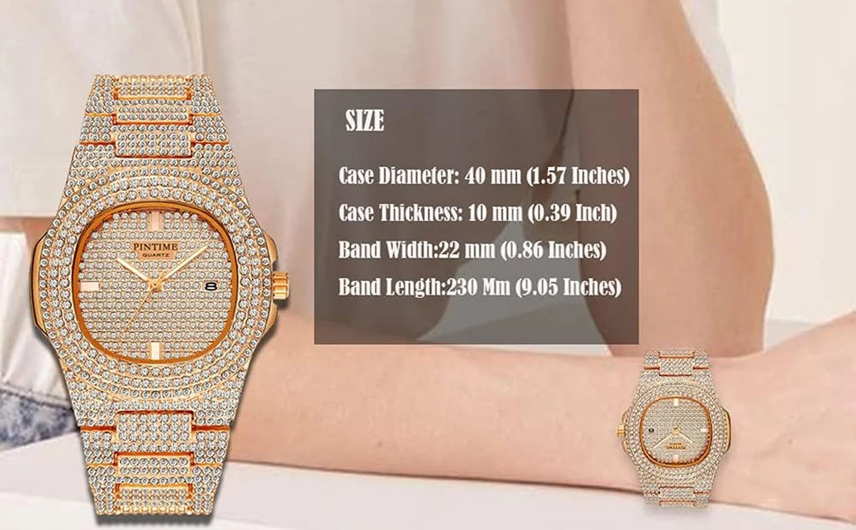 Unisex Full Bling Iced-Out Cuban Watc( Usa Express )
