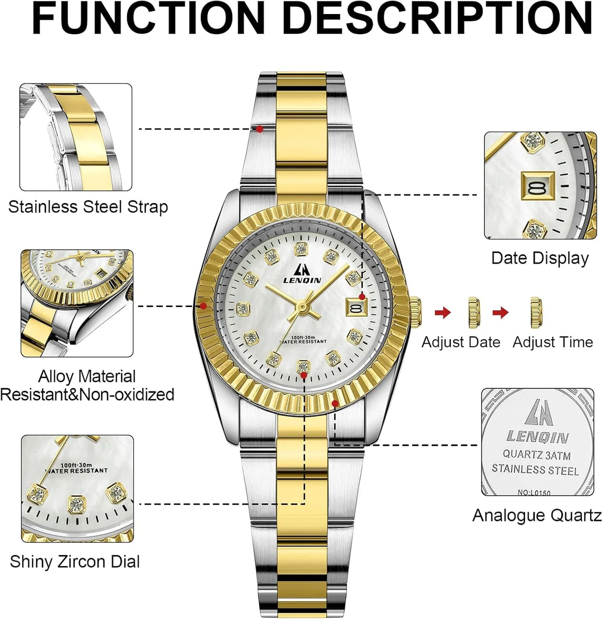 Womens Waterproof Quartz Analog Watch ( Usa Express )